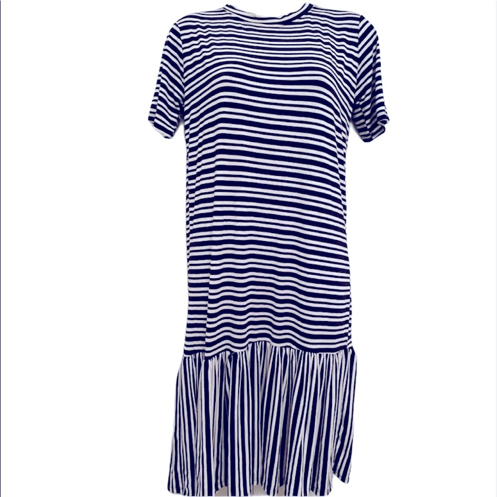 Cotton Emporium Striped ruffle hem midi dress sz S